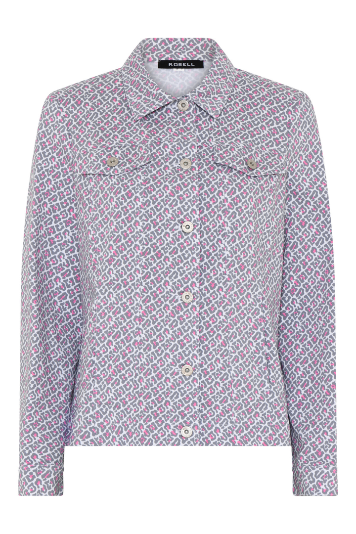 Robell Happy Jacket 57609 54708 Navy Leopard Print