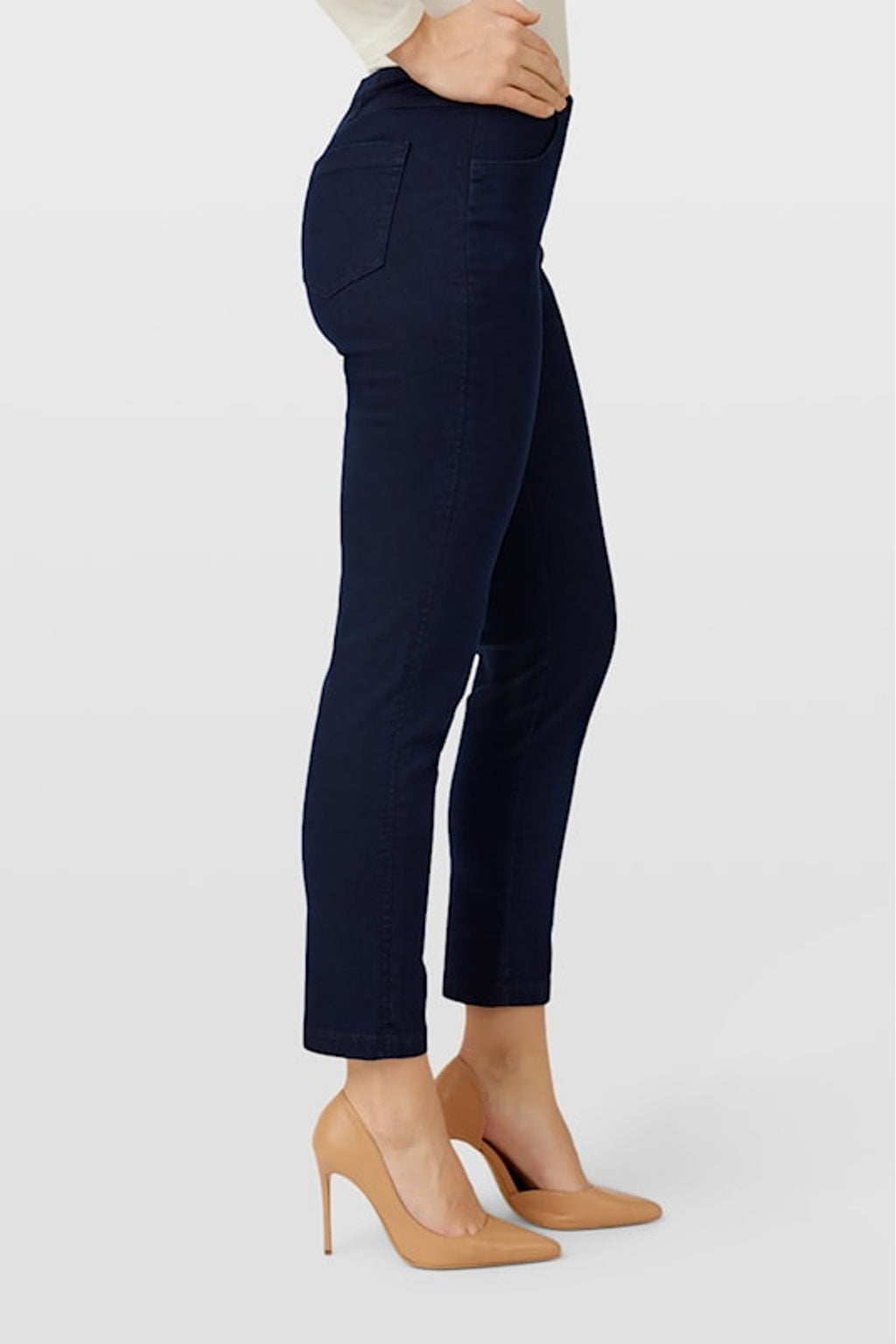 Robell Bella Petite jeans in Navy Blue, side view. Shop Robell at Dotique.