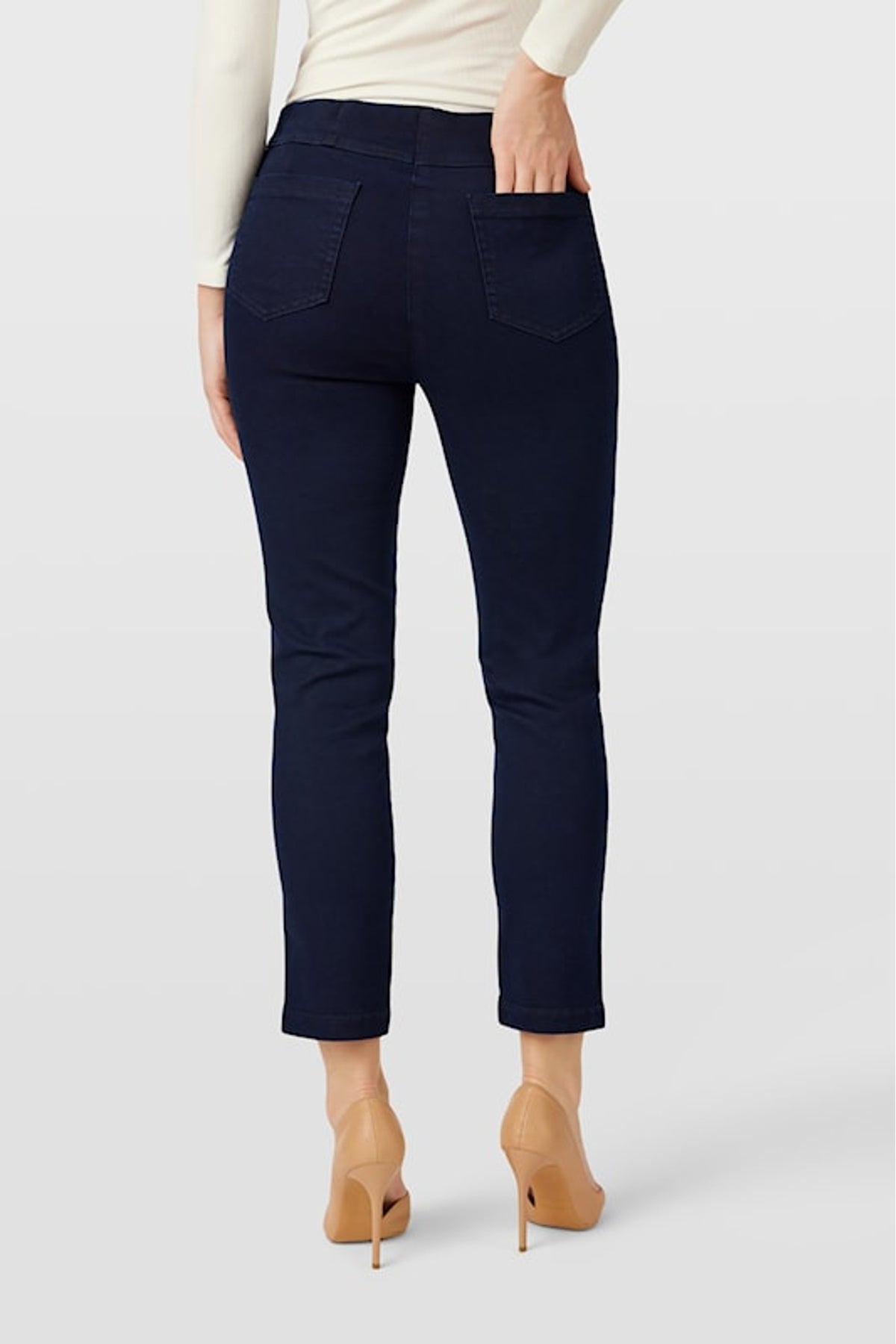 Robell Bella Petite jeans in Navy Blue, back view. Shop Robell at Dotique.