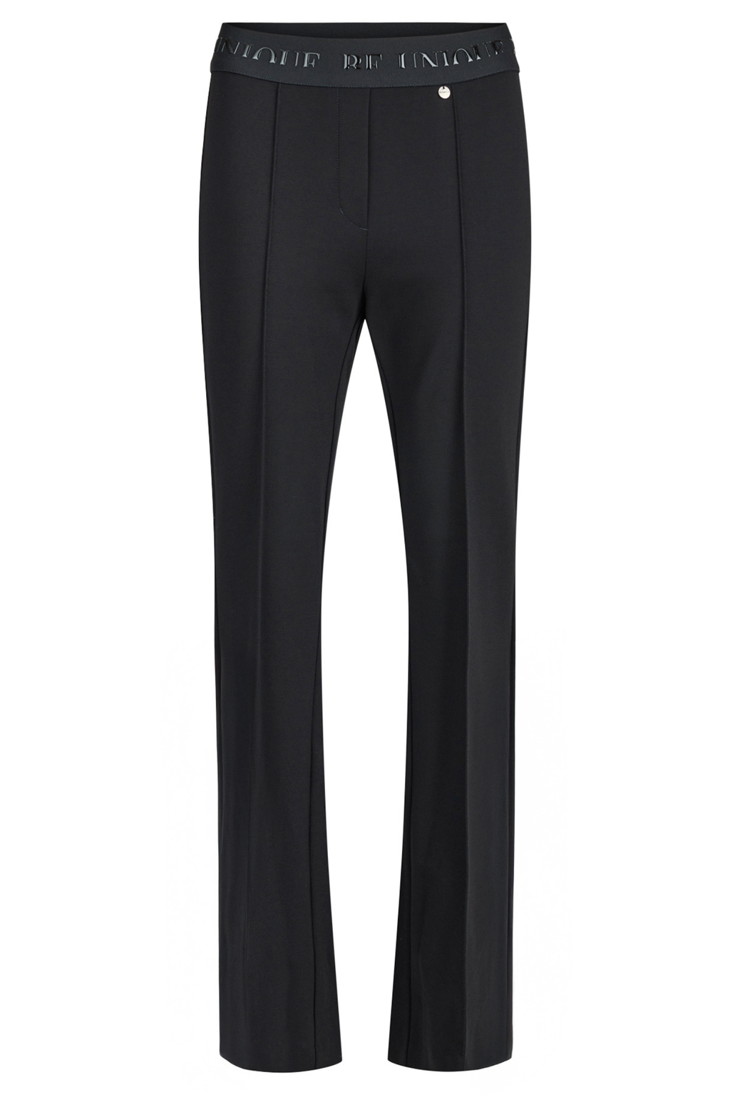 Robell Joella flared trousers in black with slim fit shape and comfortable stretch winter jersey fabric