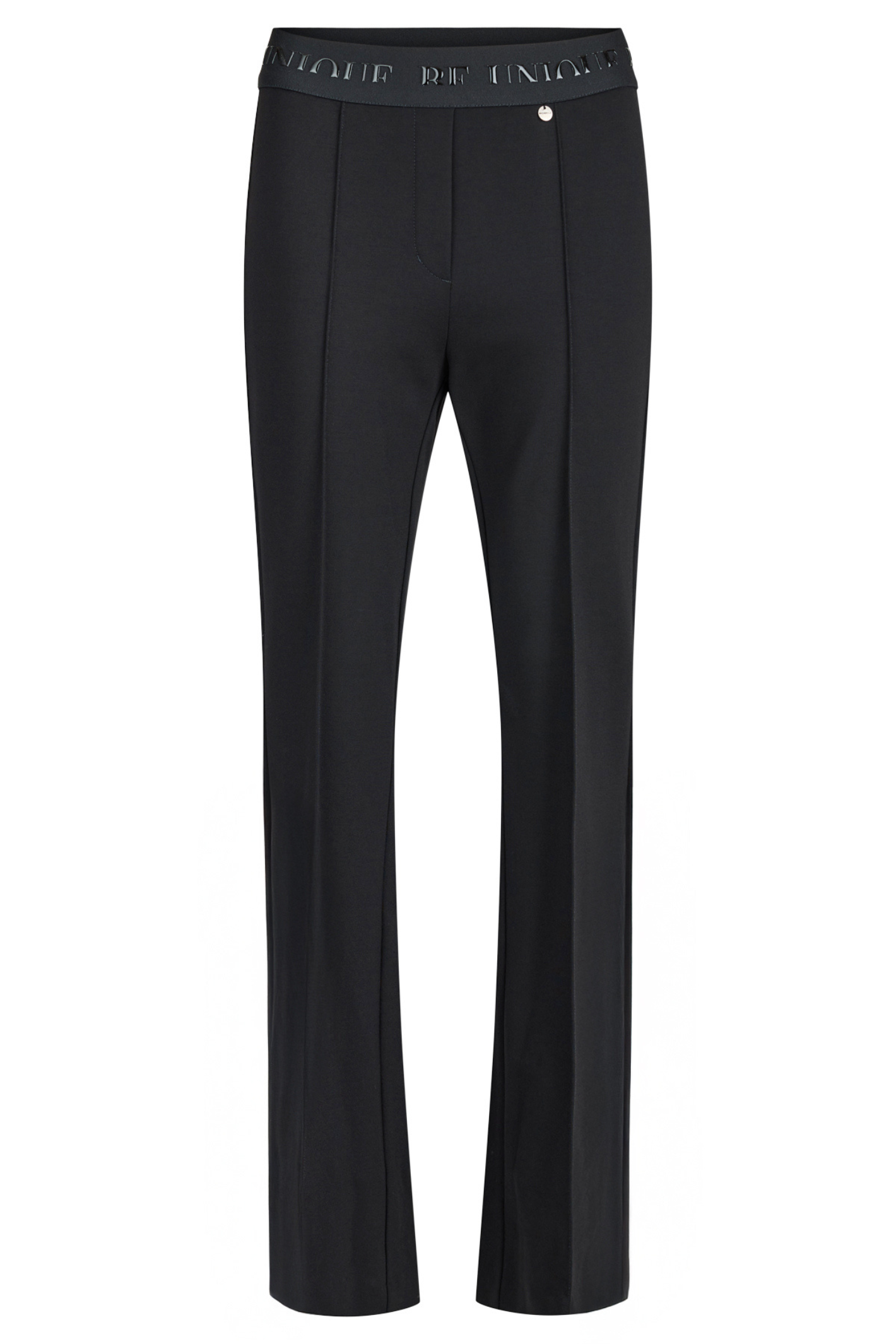 Robell Joella flared trousers in black with slim fit shape and comfortable stretch winter jersey fabric