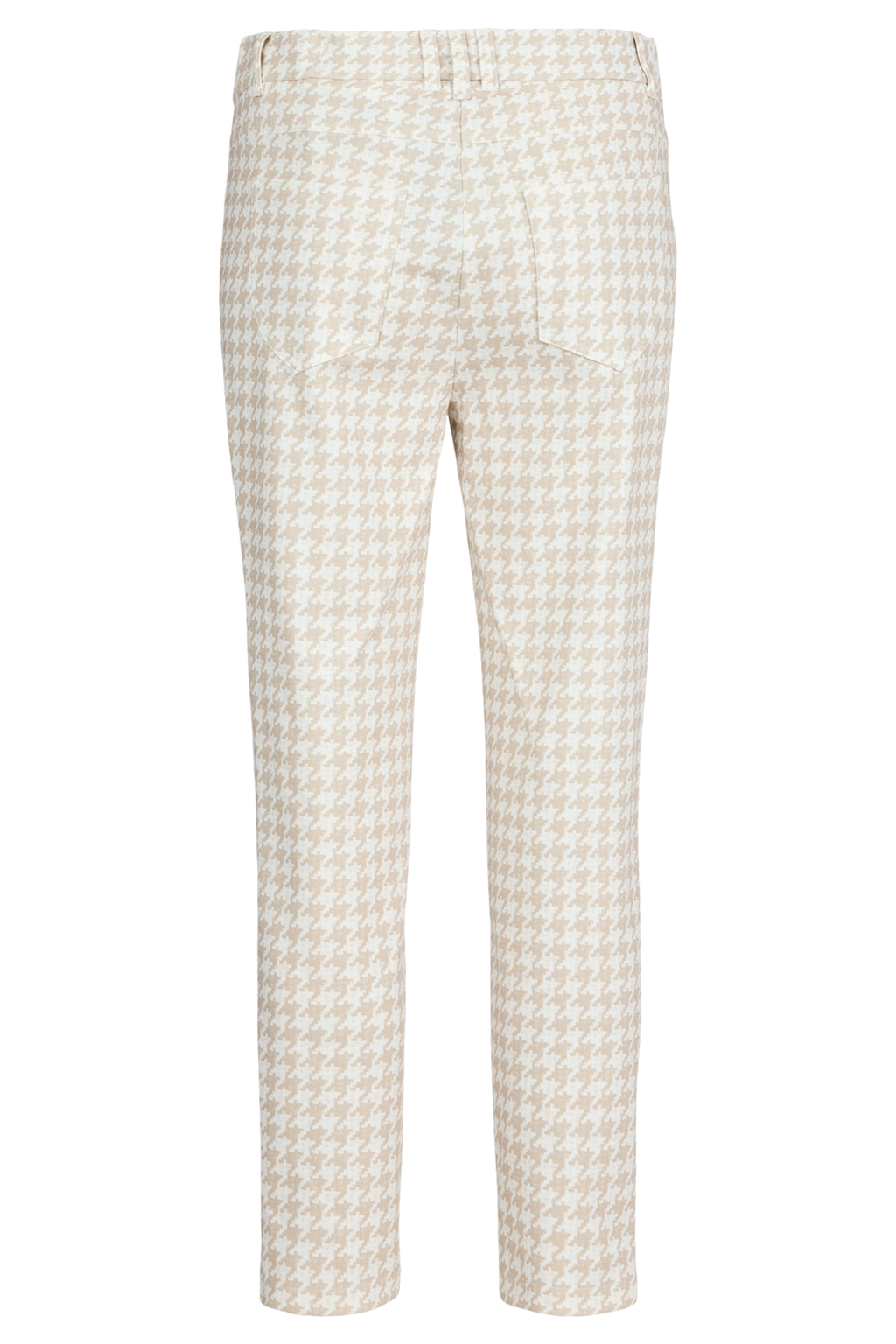 Back view of Robell Rose 09 Pull-On Slim Fit Trousers Beige Houndstooth 53639-55083-14 by Robell Shop Robell at Dotique