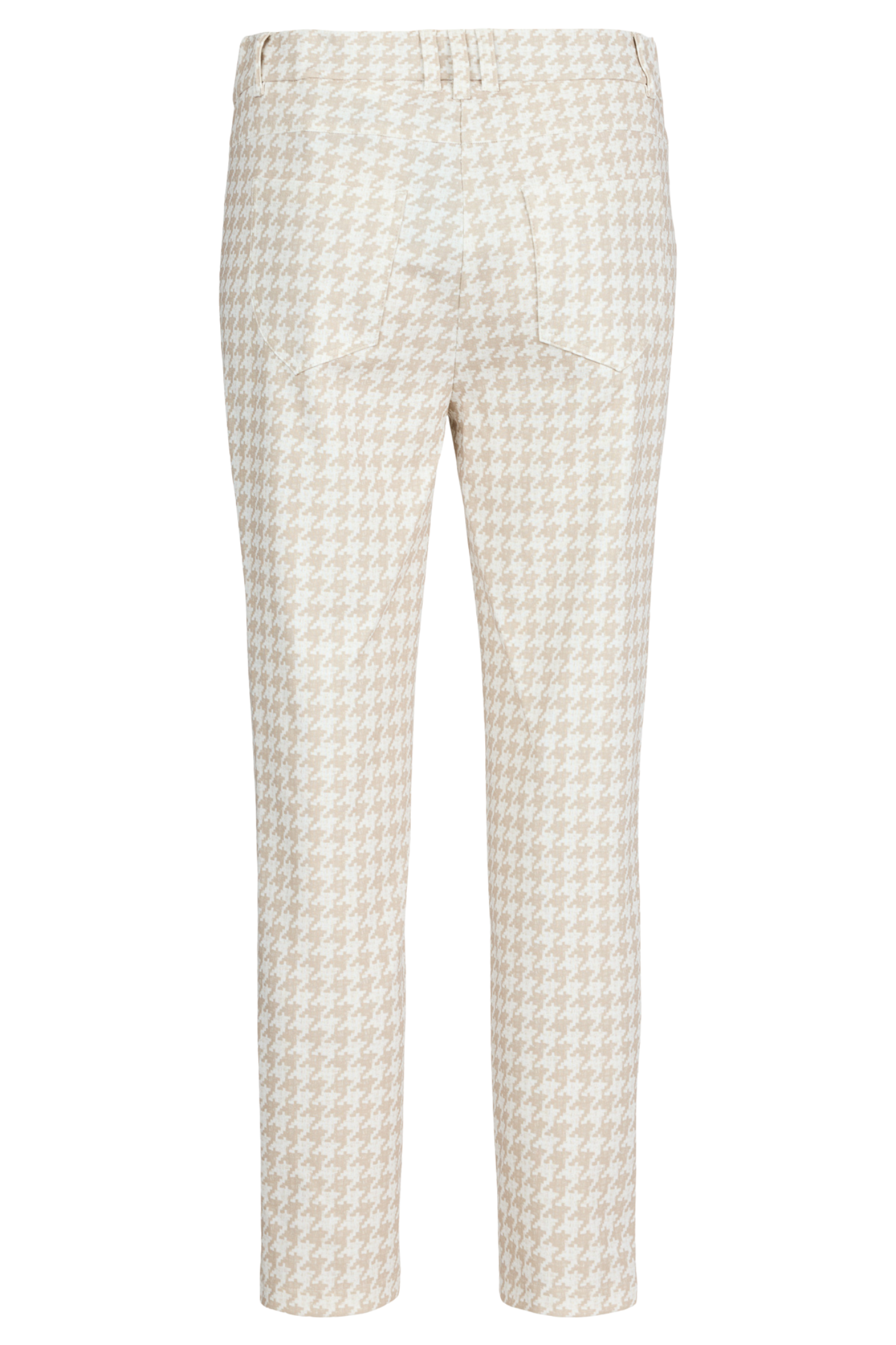 Back view of Robell Rose 09 Pull-On Slim Fit Trousers Beige Houndstooth 53639-55083-14 by Robell Shop Robell at Dotique
