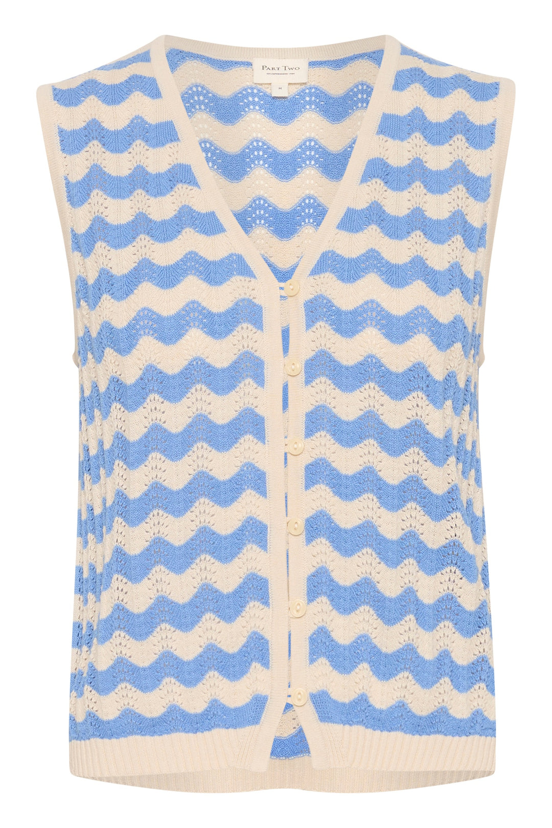 Part Two 30309680 RosellaPW Cotton Knitted Sleeveless Cardigan -Blue Striped