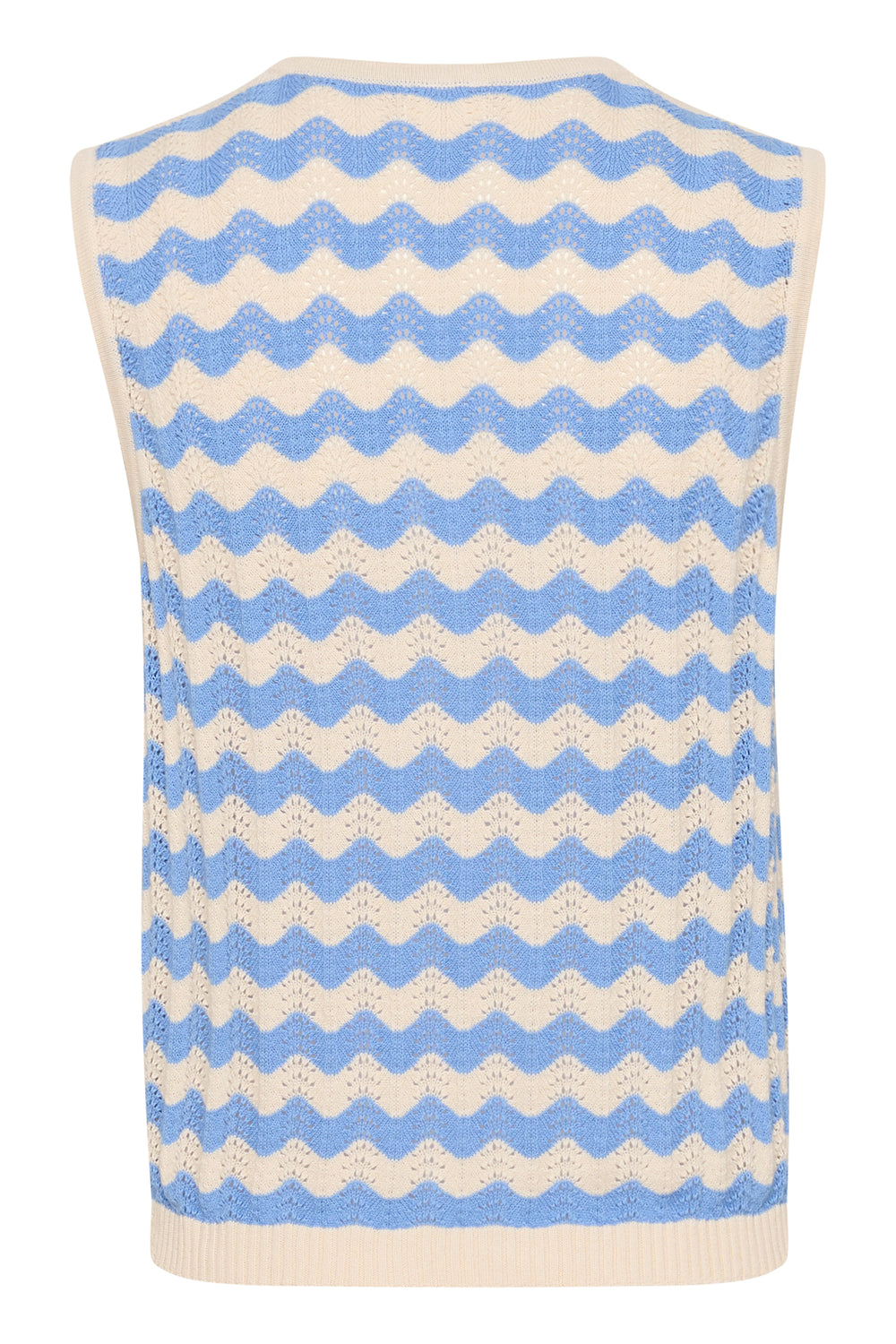 Part Two 30309680 RosellaPW Cotton Knitted Sleeveless Cardigan -Blue Striped