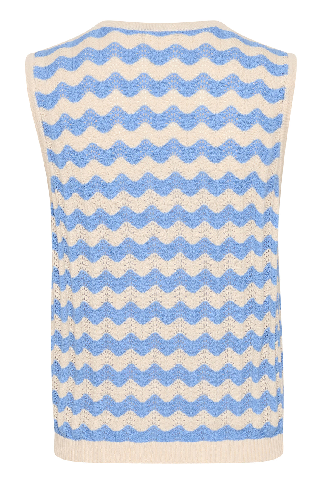 Part Two 30309680 RosellaPW Cotton Knitted Sleeveless Cardigan -Blue Striped