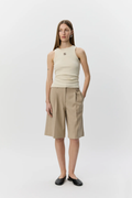 Model wearing Sofie Schnoor Becasw Rib Tank Top Cream White S262362 by Sofie Schnoor, shop Sofie Schnoor at Dotique