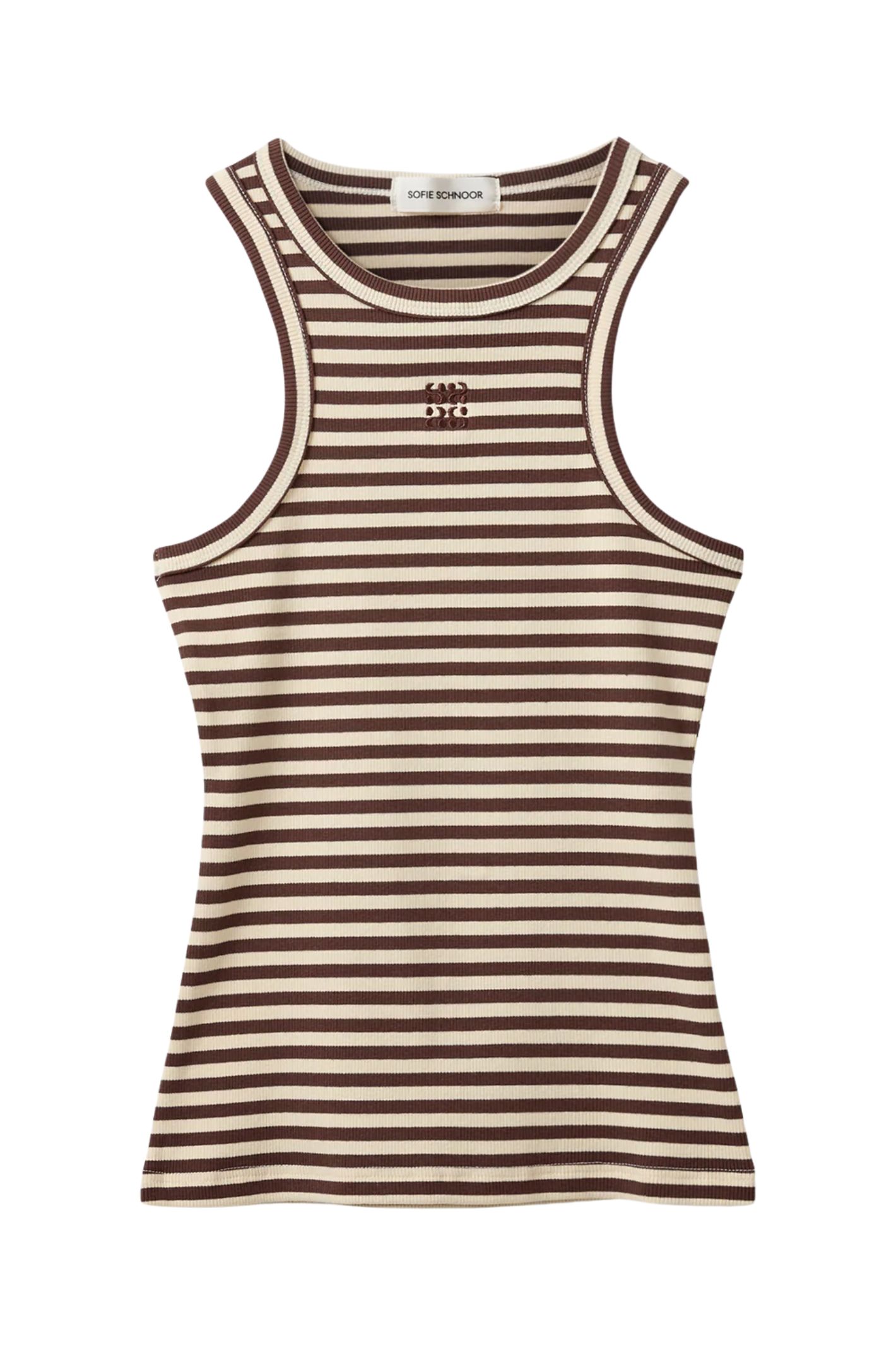 Sofie Schnoor Becasw Striped Rib Tank Top S262360 in brown and cream by Sofie Schnoor, shop Sofie Schnoor at Dotique