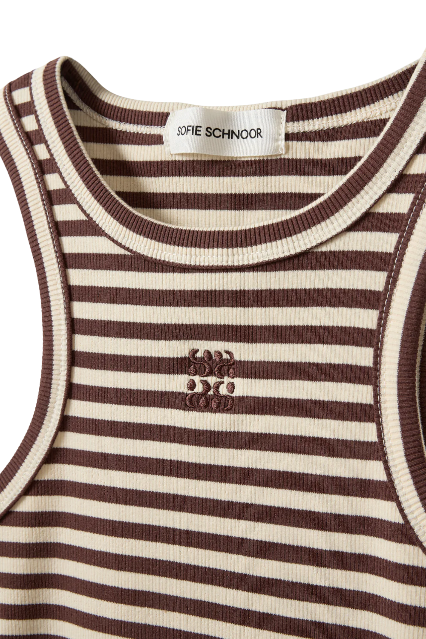 Sofie Schnoor Becasw Striped Rib Tank Top S262360 in brown stripes by Sofie Schnoor shop Dotique