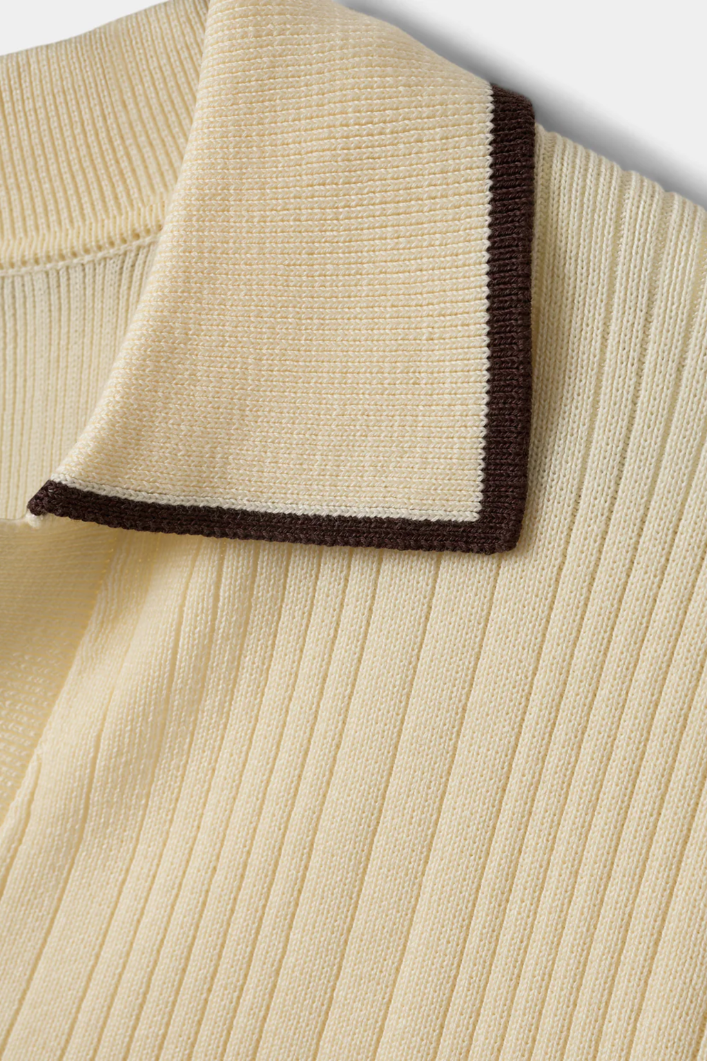 Sofie Schnoor Jamiesw Knit Polo S262341 by Sofie Schnoor featuring a ribbed cream knit with dark edge collar, shop Sofie Schnoor at Dotique