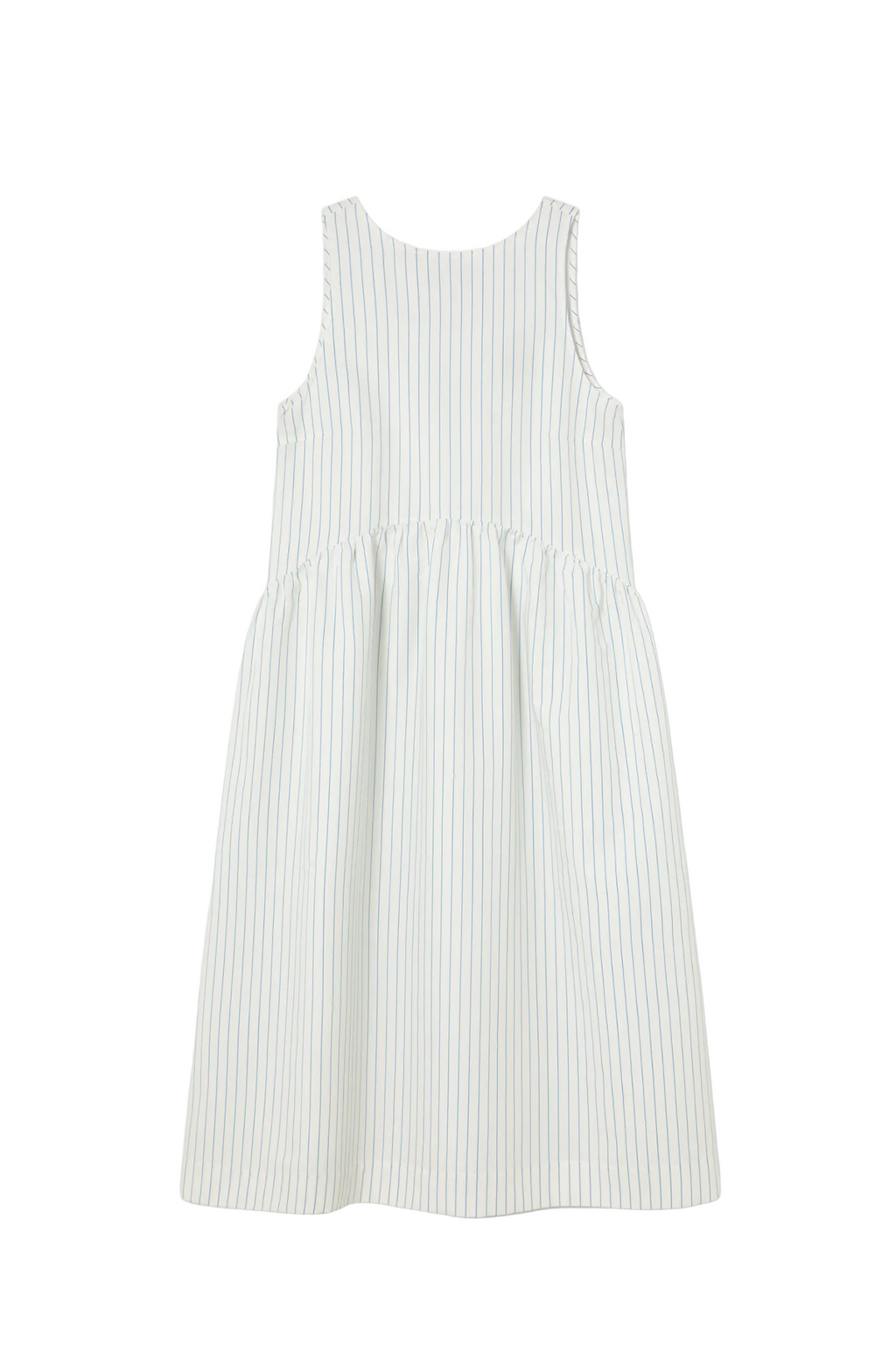 Tiny Big Sister striped cotton dress with a low back detail and relaxed summer fit. Light, flattering and easy to wear. Shop at Dotique.