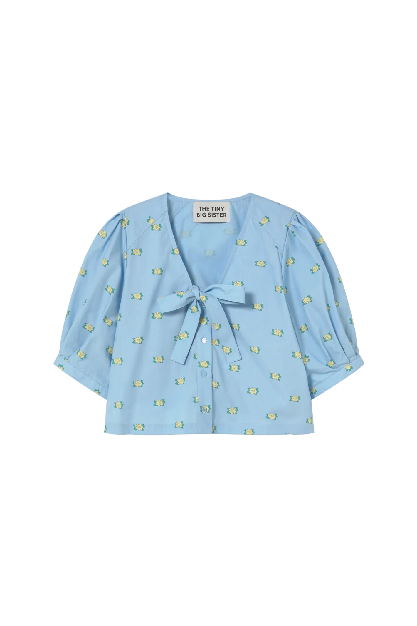 Tiny Big Sister floral bow blouse in soft cotton. Pretty, lightweight and perfect for everyday summer styling. Shop at Dotique.