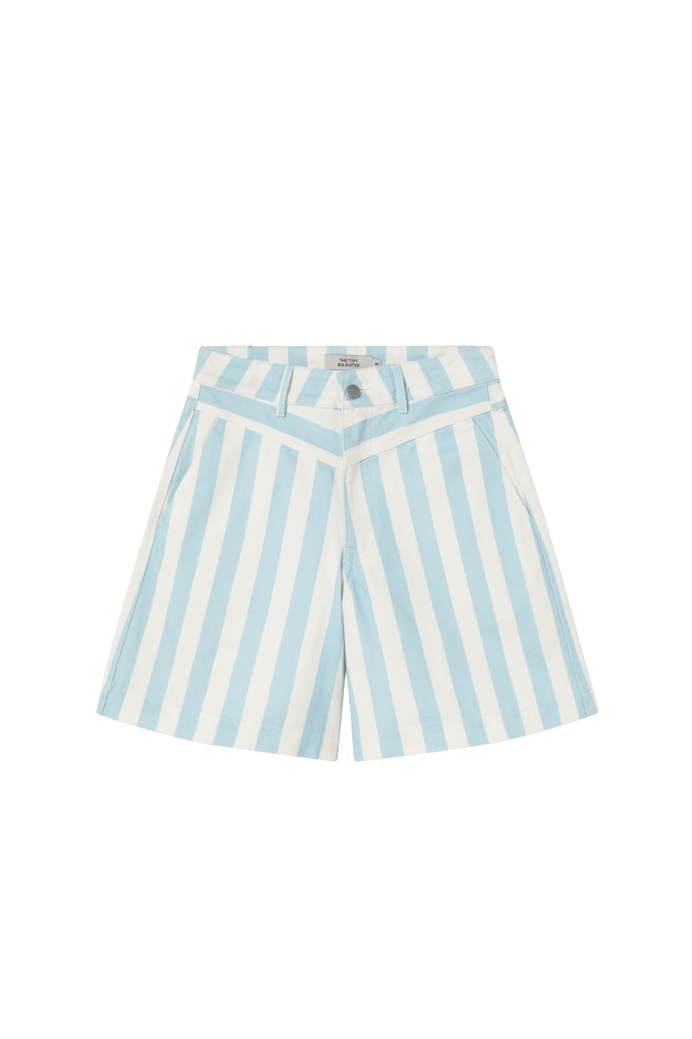 Tiny Big Sister striped Bermuda shorts in soft cotton with a flattering, relaxed fit. Perfect for summer styling. Shop at Dotique.