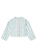 Tiny Big Sister striped cropped jacket in soft cotton. A fresh, lightweight layer perfect for spring and summer. Shop at Dotique.