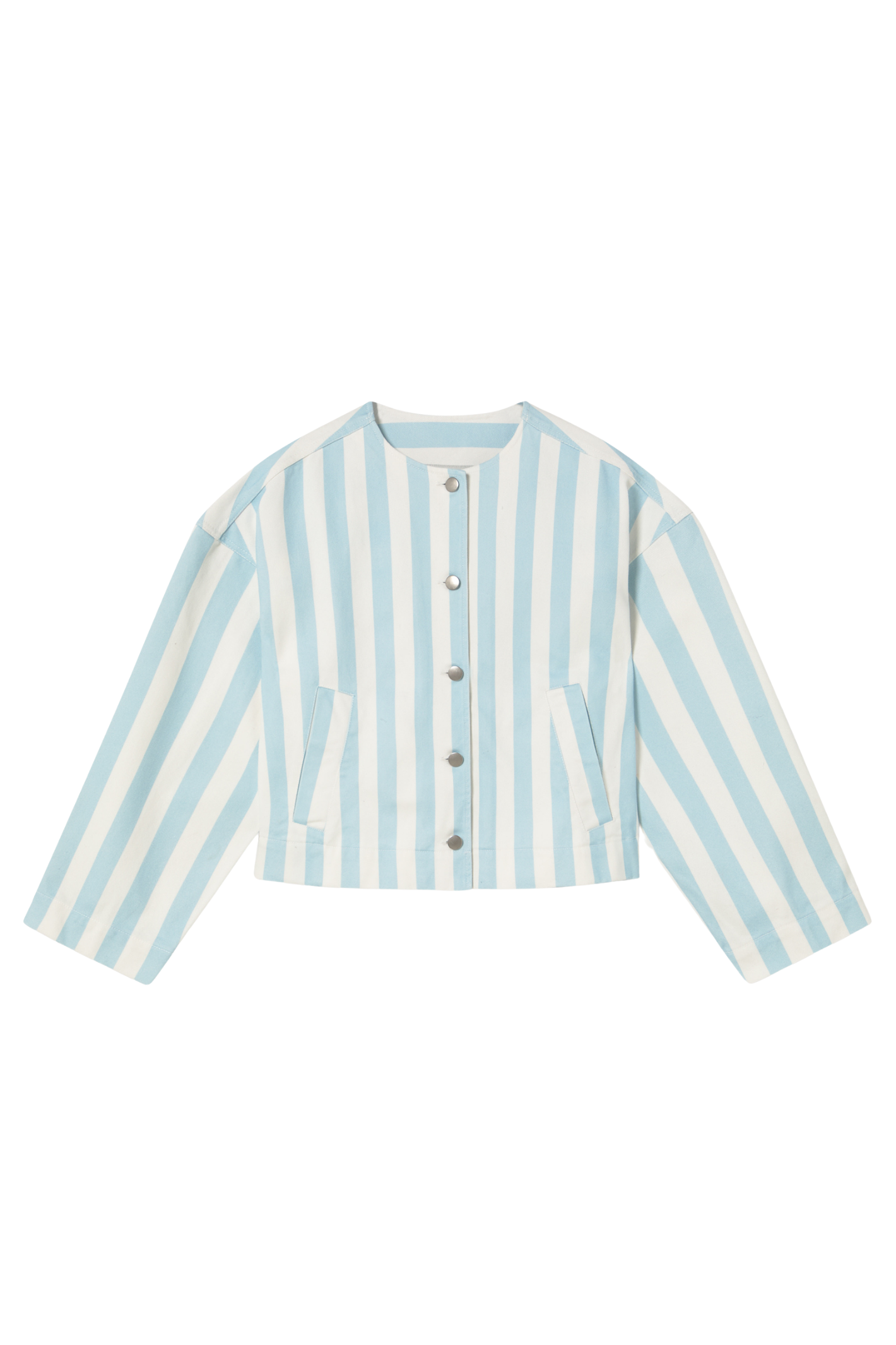 Tiny Big Sister striped cropped jacket in soft cotton. A fresh, lightweight layer perfect for spring and summer. Shop at Dotique.