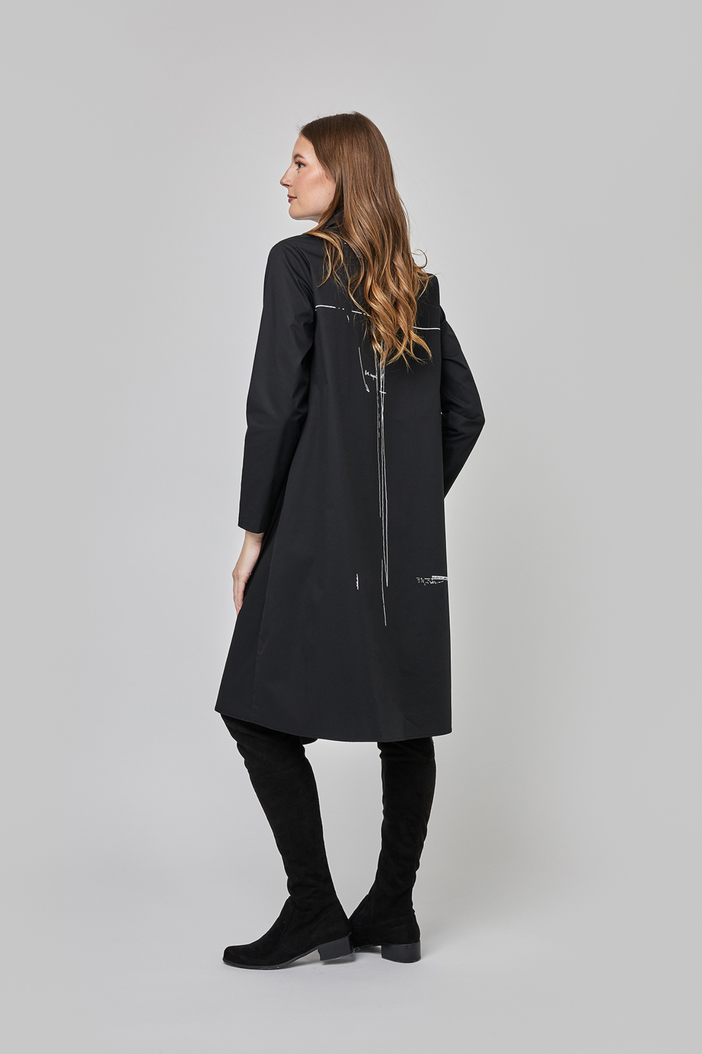 Uchuu CF25-005 LS Long Shirt Dress – Black