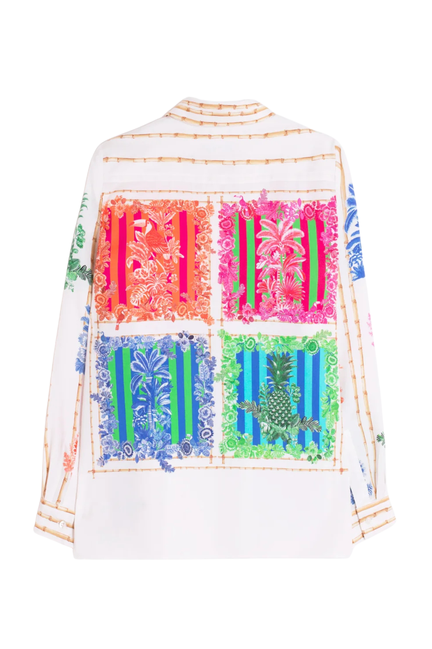 Vilagallo 33647 Bamboo Print Shirt in White by Vilagallo featuring colorful tropical print, shop Vilagallo at Dotique.