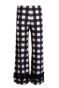 Vilagallo 33344 Black & White Check Trousers with Appliqué Hem by Vilagallo, shop Vilagallo at Dotique online.