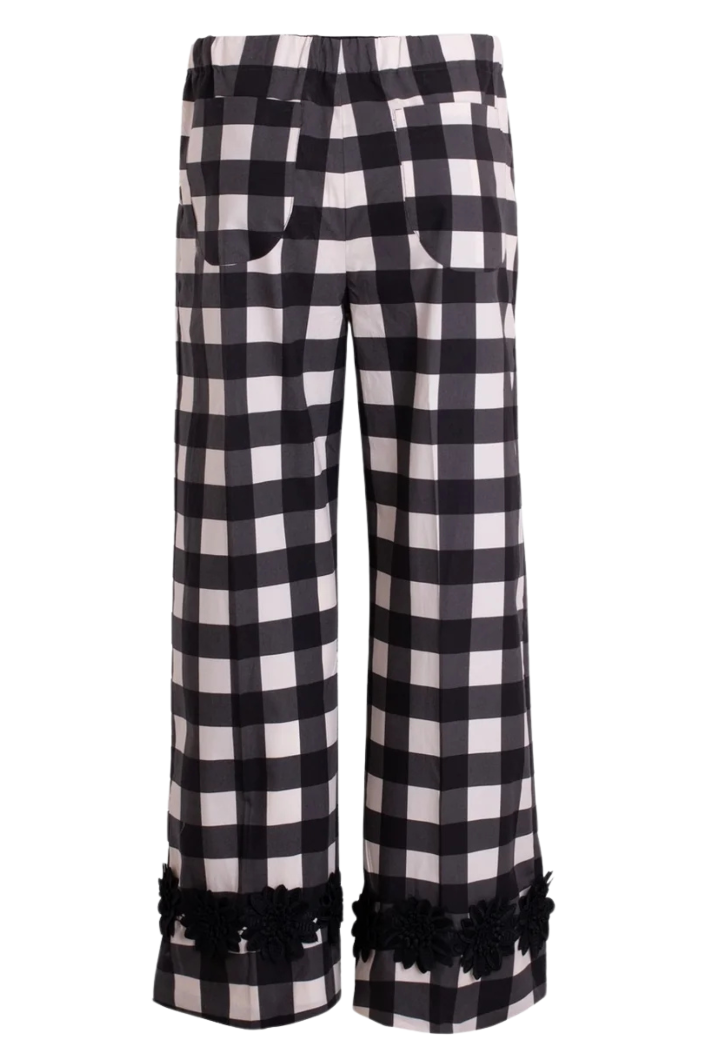 Vilagallo 33344 Black & White Check Trousers with Appliqué Hem by Vilagallo available to shop at Dotique.