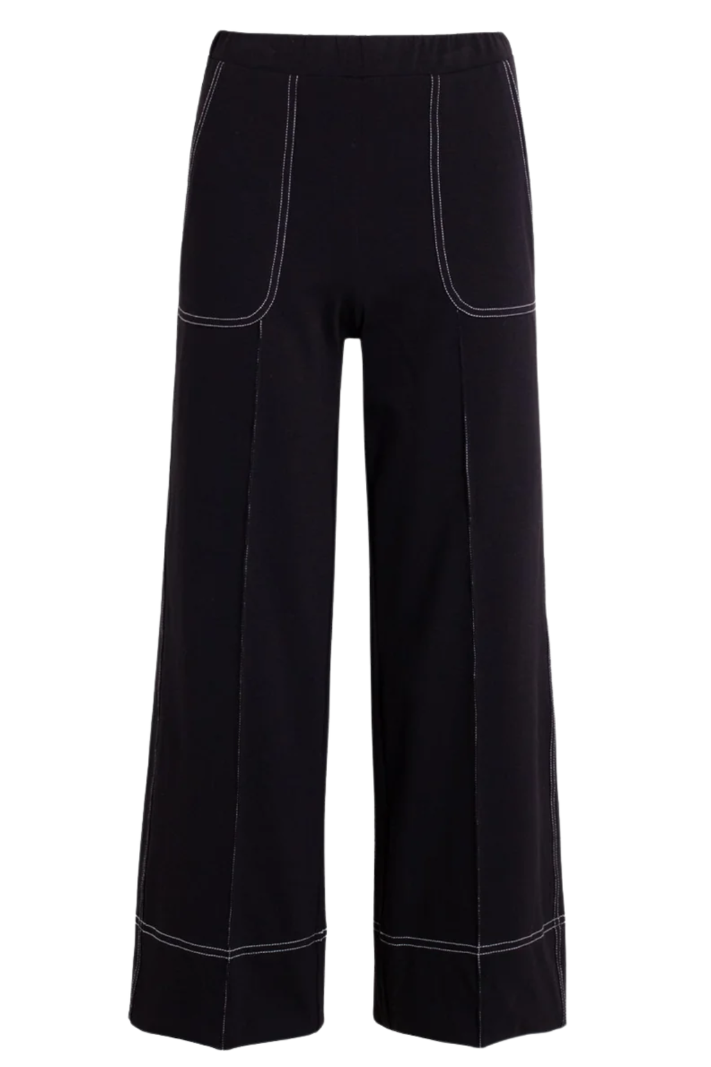 Vilagallo 33273 Black Wide Leg Trousers with Contrast Stitching by Vilagallo, shop Vilagallo at Dotique gallery image 1 portrait