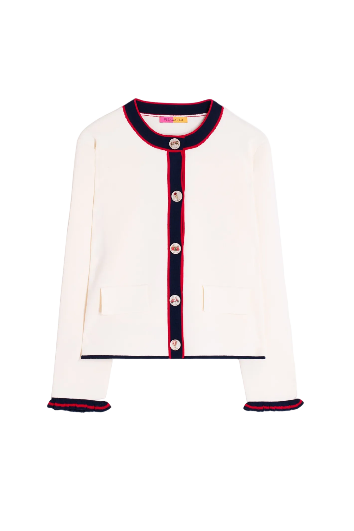 Vilagallo 33478 Ecru Jacket with Navy & Red Trim by vilagallo shop the vilagallo collection at Dotique