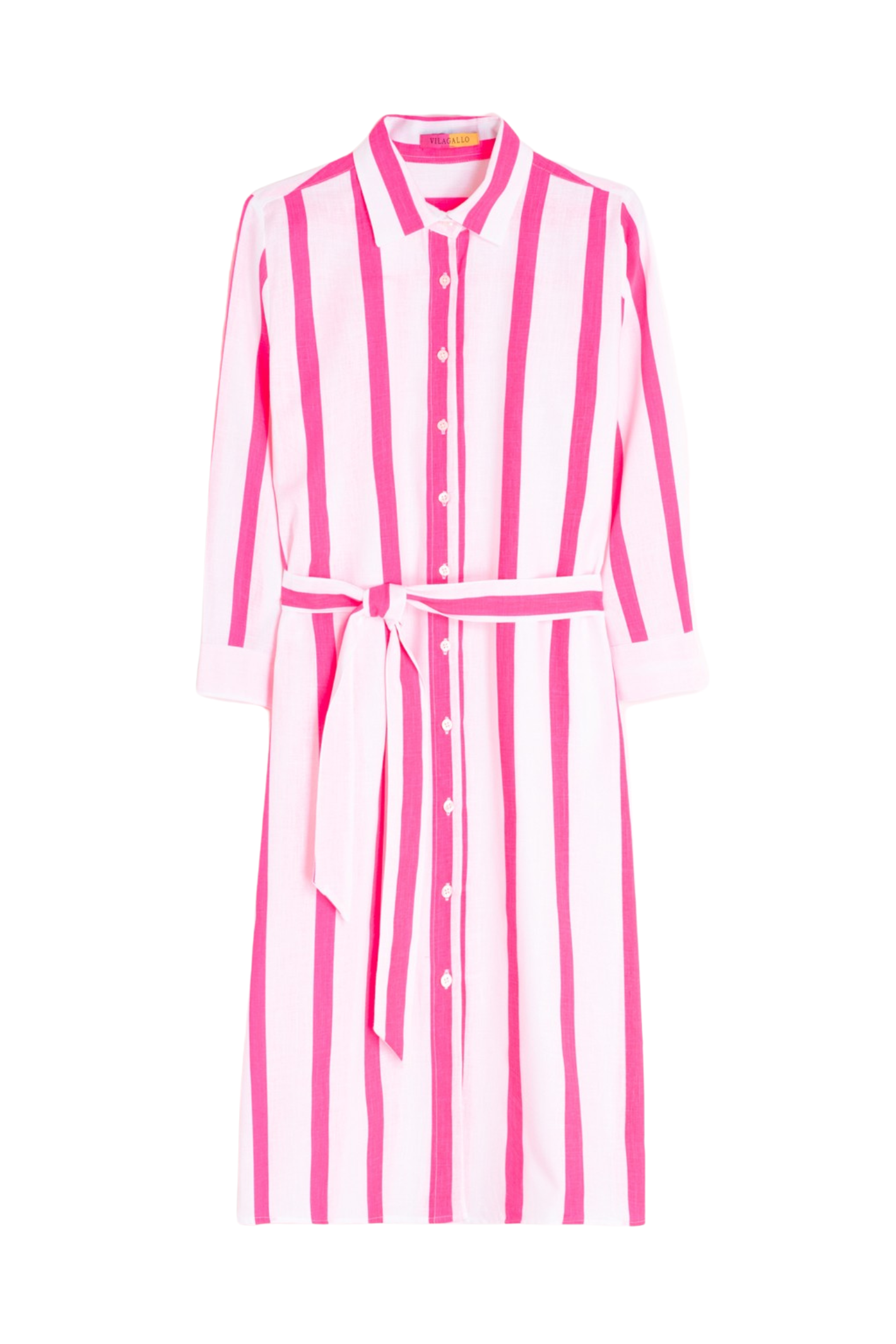 Vilagallo 33666 Fuchsia Striped Shirt Dress by vilagallo shop the vendor at Dotique front view isolated on white