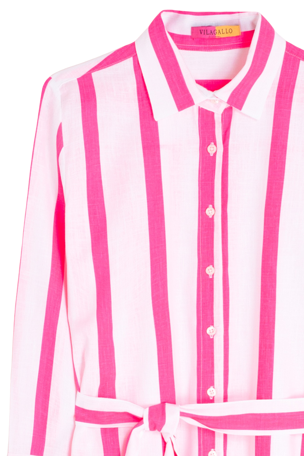 Vilagallo 33666 Fuchsia Striped Shirt Dress by vilagallo shop the vendor at Dotique front close-up view