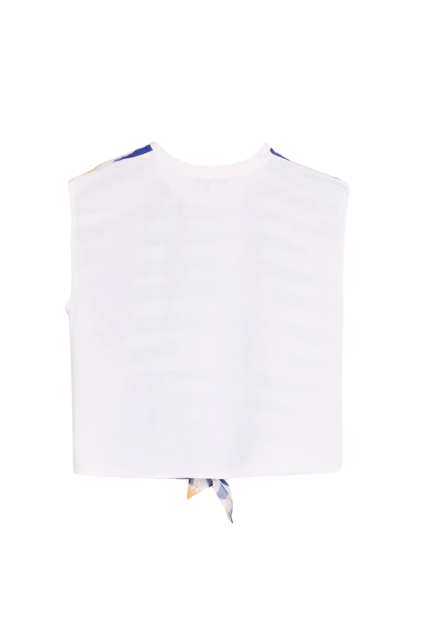 Back view of Vilagallo 33446 Lemon Stripe Knot-Front Cotton Linen T-Shirt by vilagallo shop vilagallo at Dotique simple design