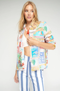 Vilagallo 33598 Multicolour Travel Stamp Print Cotton Shirt by Vilagallo, shop Vilagallo at Dotique for vibrant style