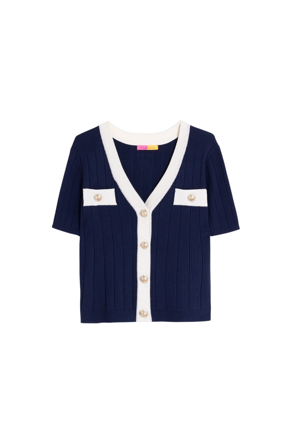 Vilagallo 33474 Navy Cardigan with white trim and pearl buttons by vilagallo shop the vilagallo collection at Dotique