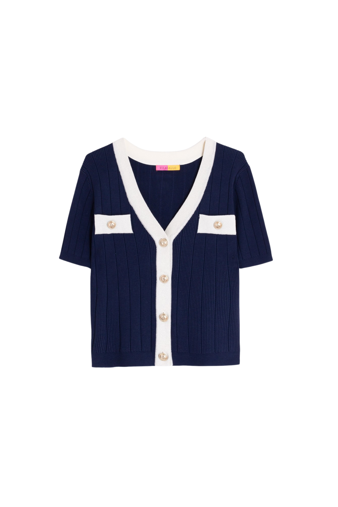 Vilagallo 33474 Navy Cardigan with white trim and pearl buttons by vilagallo shop the vilagallo collection at Dotique