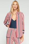Vilagallo 33390 Red and Navy Striped Shirt With Navy Cuffs by Vilagallo, shop Vilagallo at Dotique online
