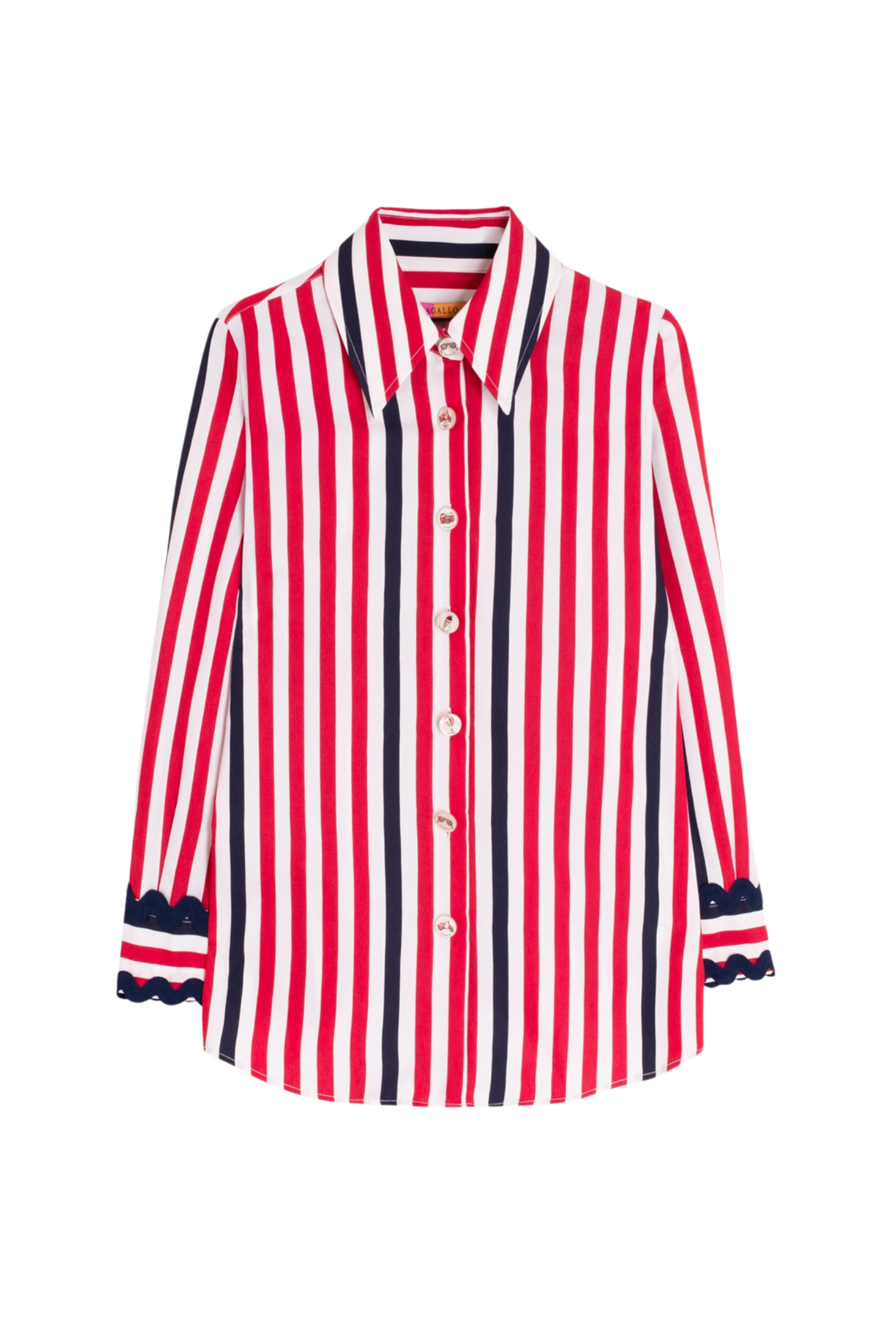 Vilagallo 33390 Red and Navy Striped Shirt With Navy Cuffs by Vilagallo, shop this stylish shirt at Dotique.