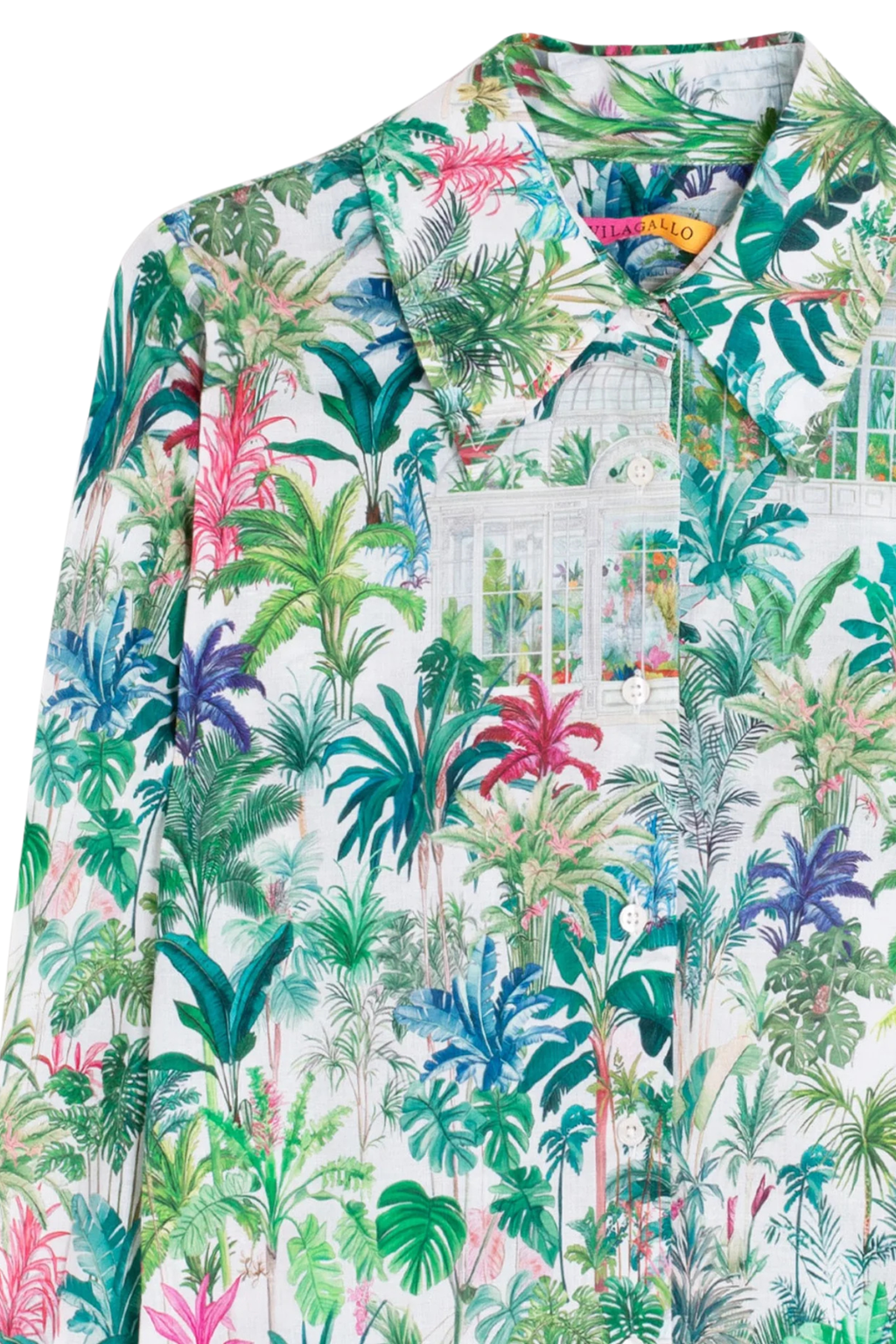 Vilagallo 33264 Tropical Garden Print Cotton Shirt lightweight breathable cotton shop Vilagallo at Dotique portrait shot