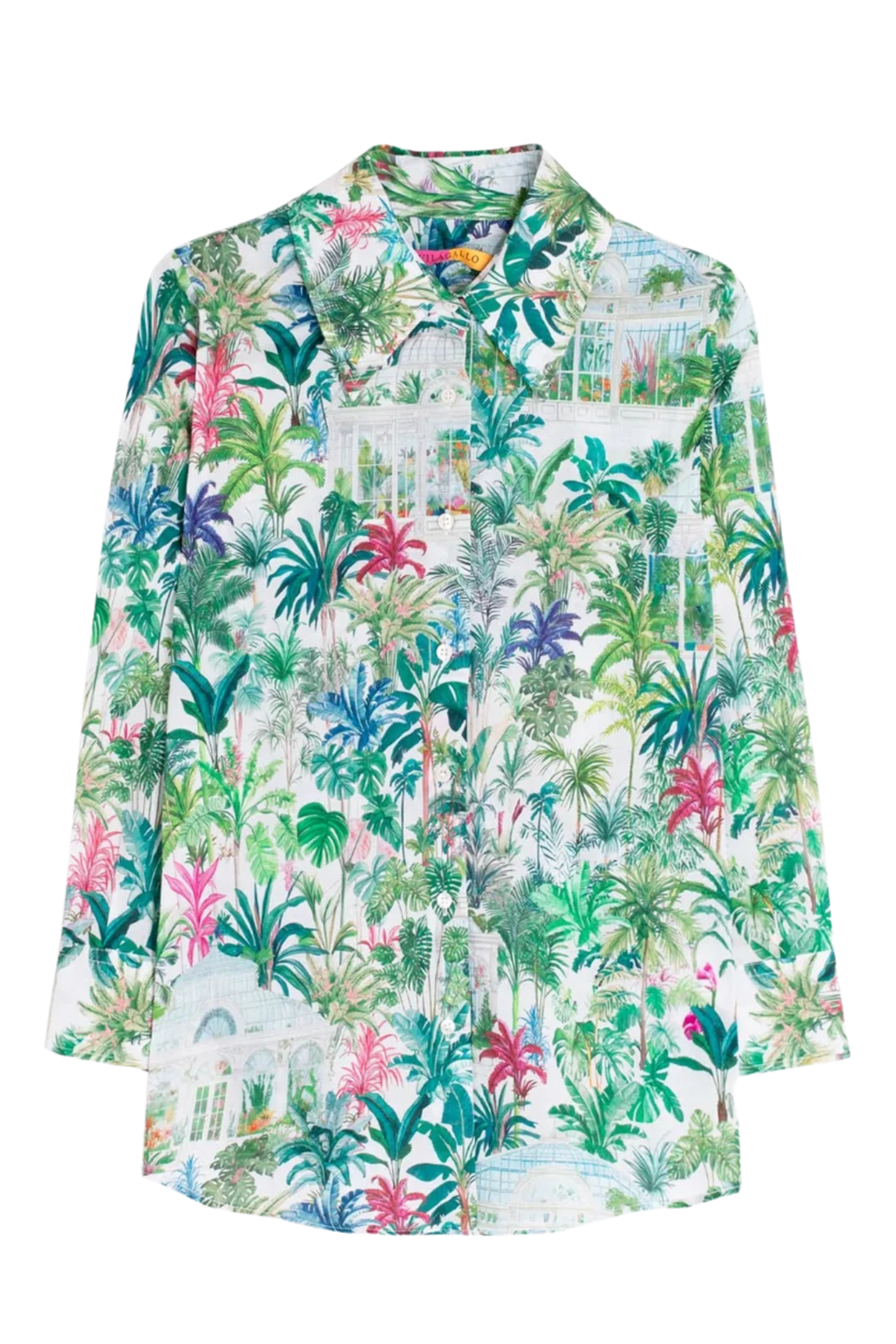 Vilagallo 33264 Tropical Garden Print Cotton Shirt front view in portrait, shop Vilagallo at Dotique gallery 4
