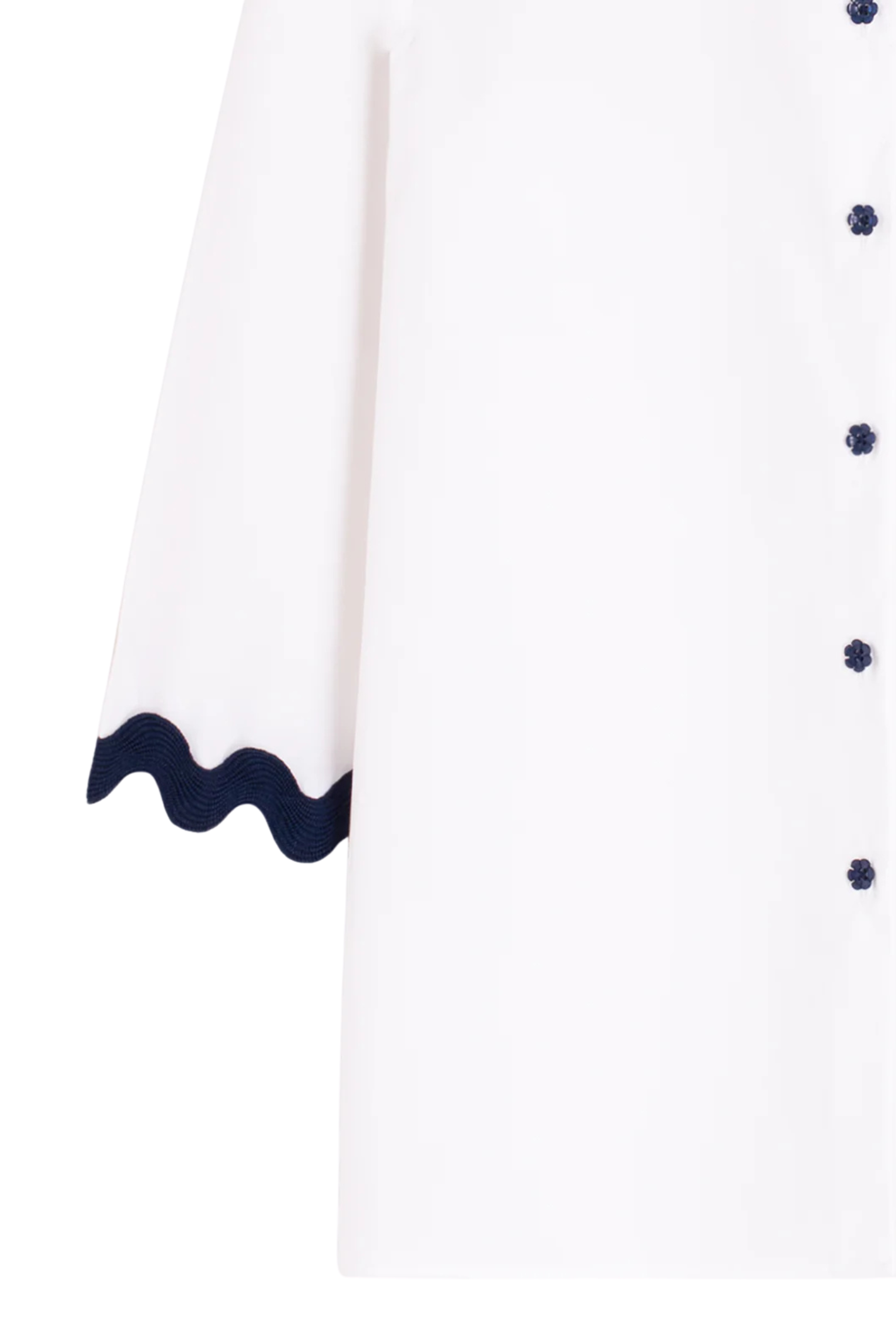 Close-up of Vilagallo 33606 White Cotton Shirt with Navy Ribbed Trim by vilagallo, shop vilagallo at Dotique