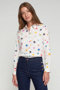 Vilagallo 33493 White Multicolour Stars Print Shirt by Vilagallo worn by model, shop Vilagallo at Dotique.