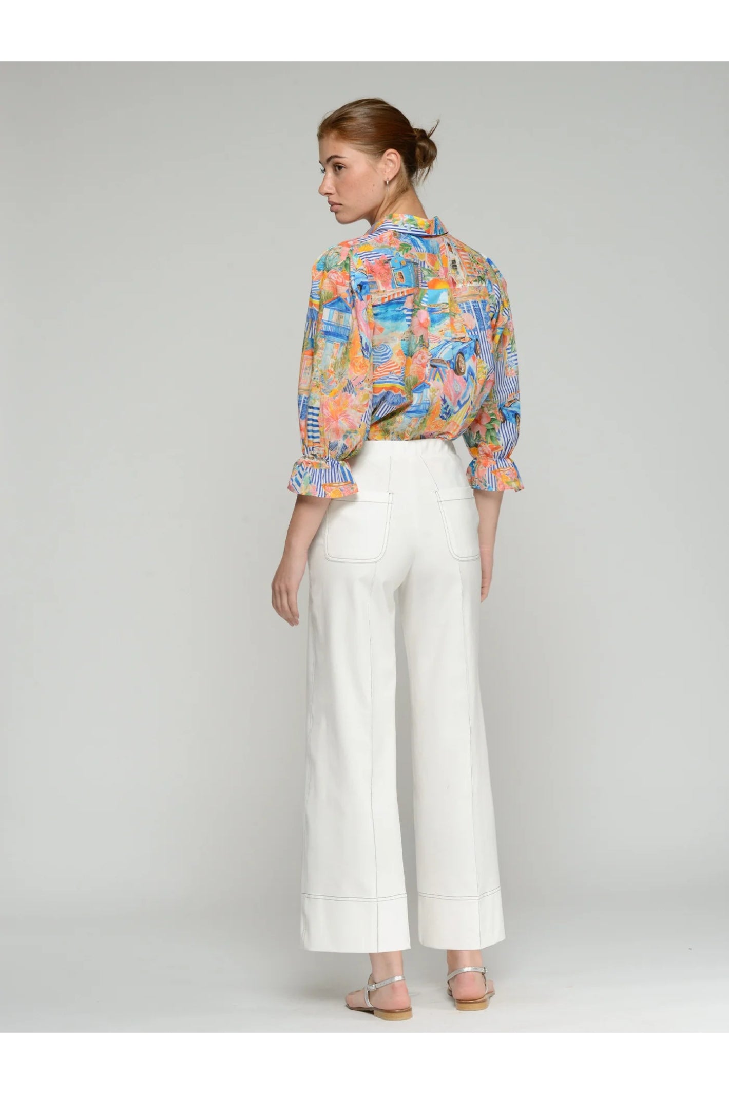 Vilagallo 33276 Wide-Leg White Trousers by vilagallo shown from back shop vilagallo at Dotique full length view