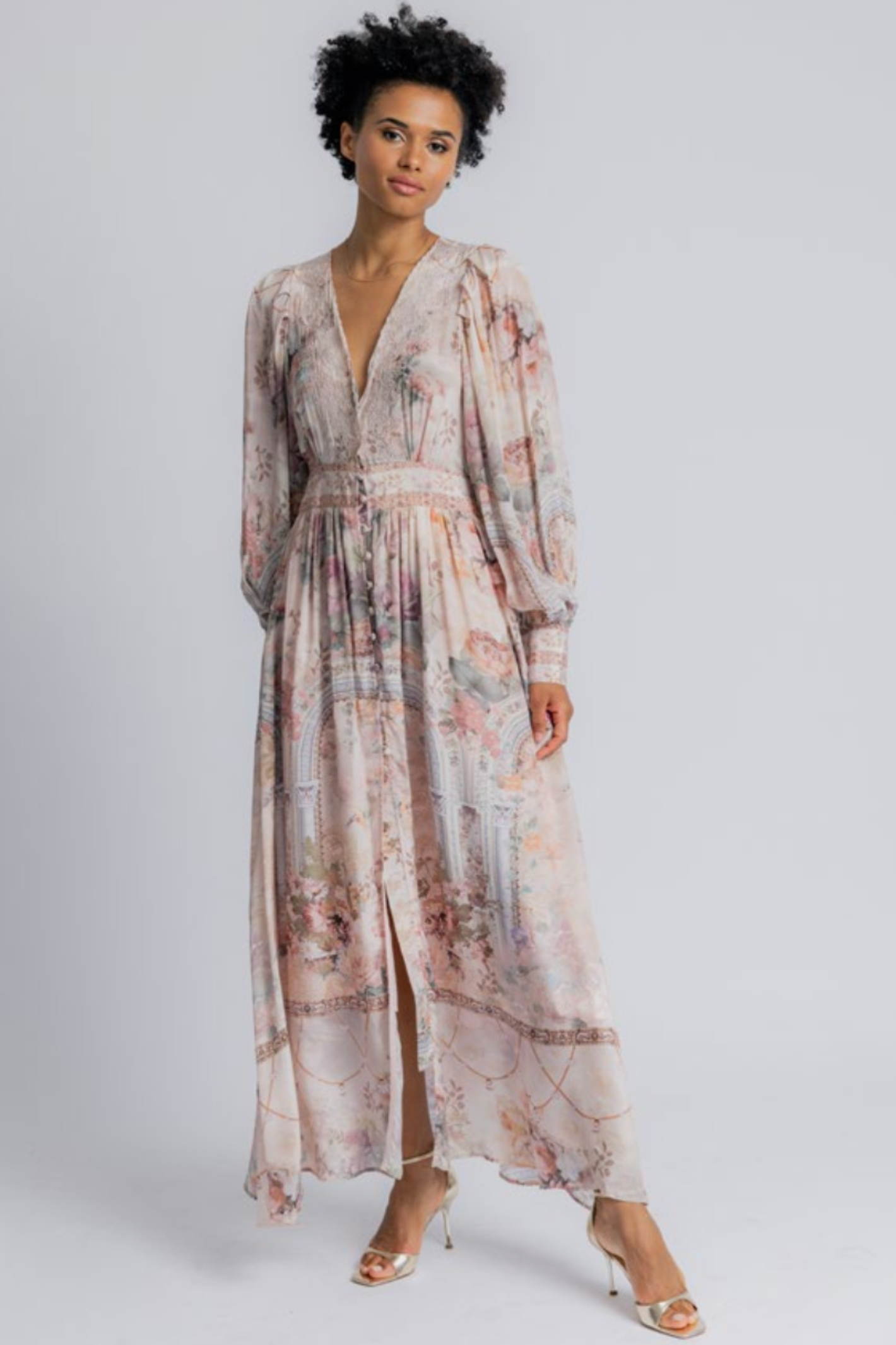 Model wearing Dream Catcher Laura Dress Decorative Flowers by Dream Catcher, shop the vendor at Dotique online.