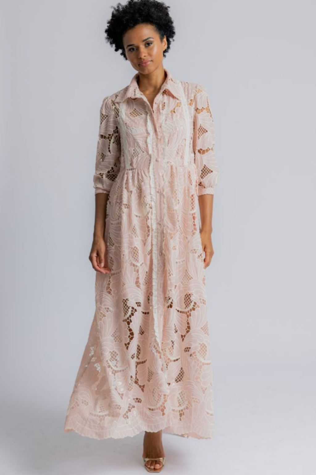 Model wearing Dream Catcher Melanie Dress Dusty Rose by Dream Catcher, shop the vendor at Dotique for elegant styles.