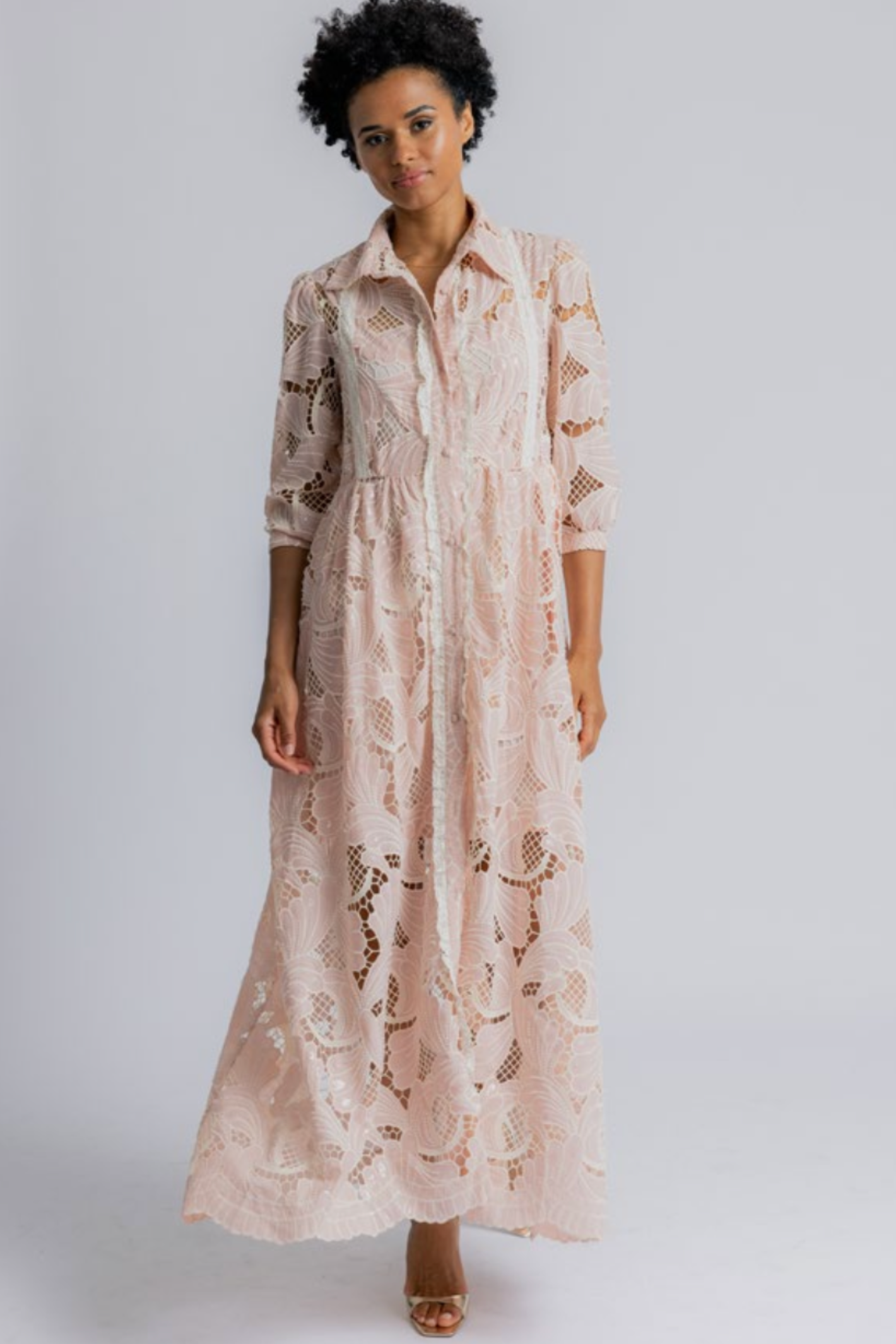 Model wearing Dream Catcher Melanie Dress Dusty Rose by Dream Catcher, shop the vendor at Dotique for elegant styles.