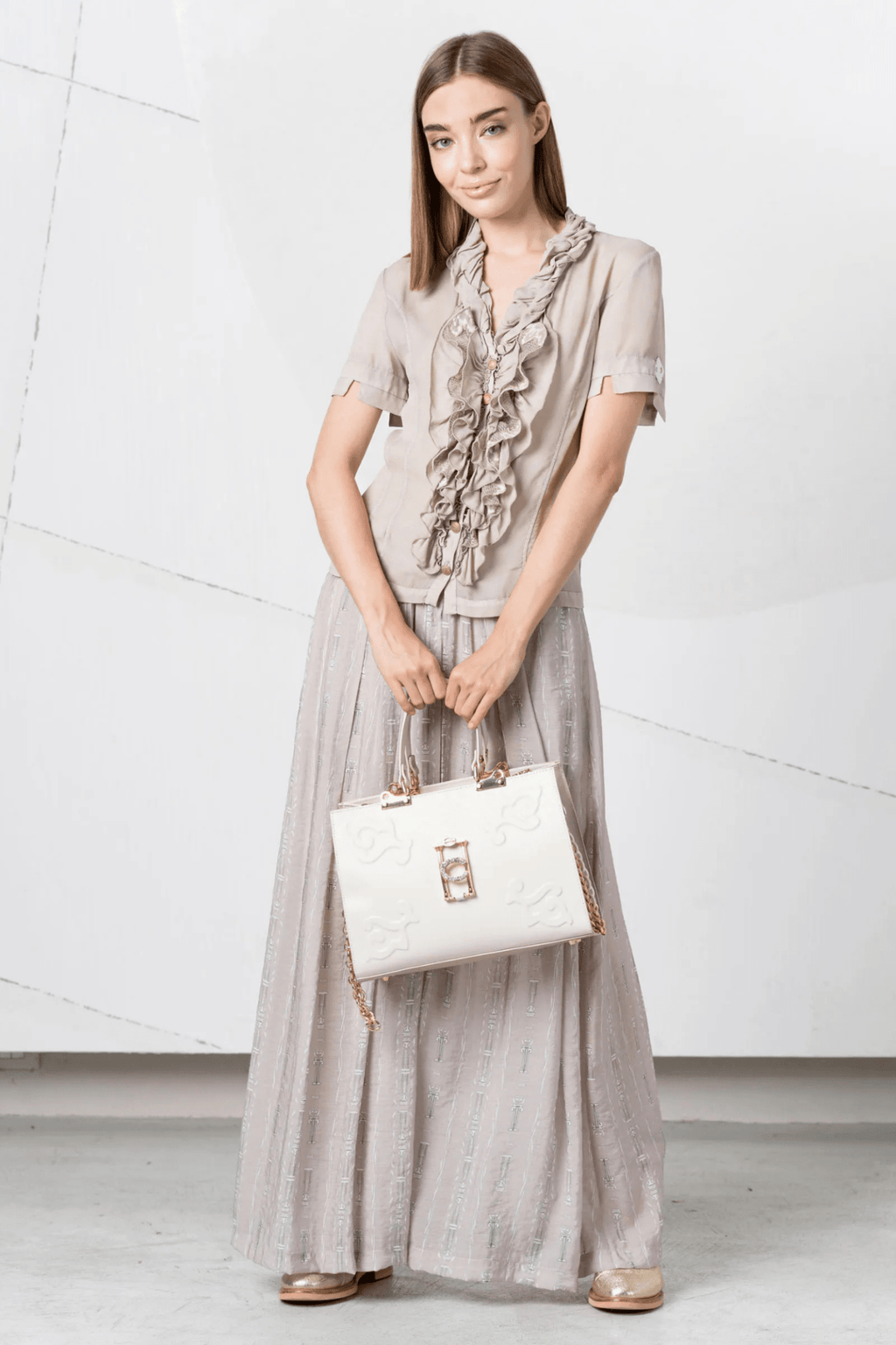  elisa-cavaletti-05079-light-khaki-shirt-with-ruffles-and-devore-lace-Dotique-Witney