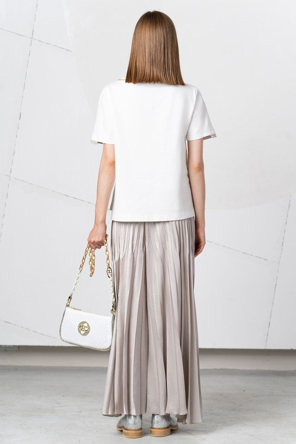 Elisa Cavaletti EJP256023505 Taupe Pleat Pull - On Palazzo Trousers - Dotique