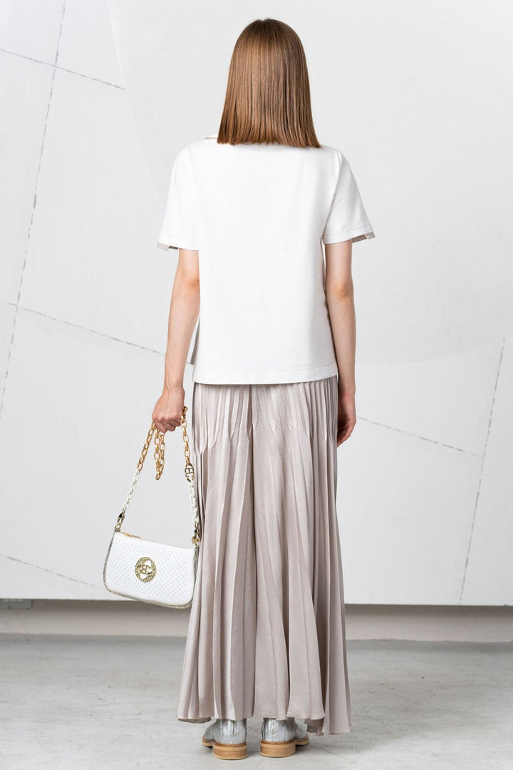 Elisa Cavaletti EJP256023505 Taupe Pleat Pull - On Palazzo Trousers - Dotique