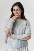 Elisa Cavaletti Glacier Grey Shimmer Knit Jumper with Cut - Out Sleeves – EJW254010901 22098 - Dotique - Elisa Cavaletti