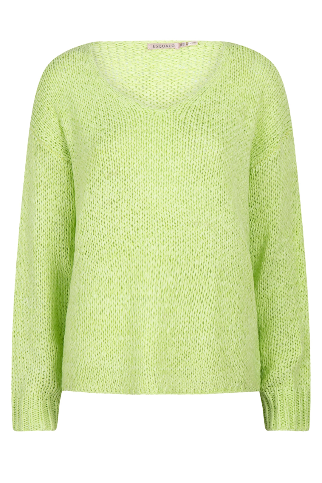 esqualo-02023-v-neck-tape-yarn-sweater-in-apple-green-Dotique-