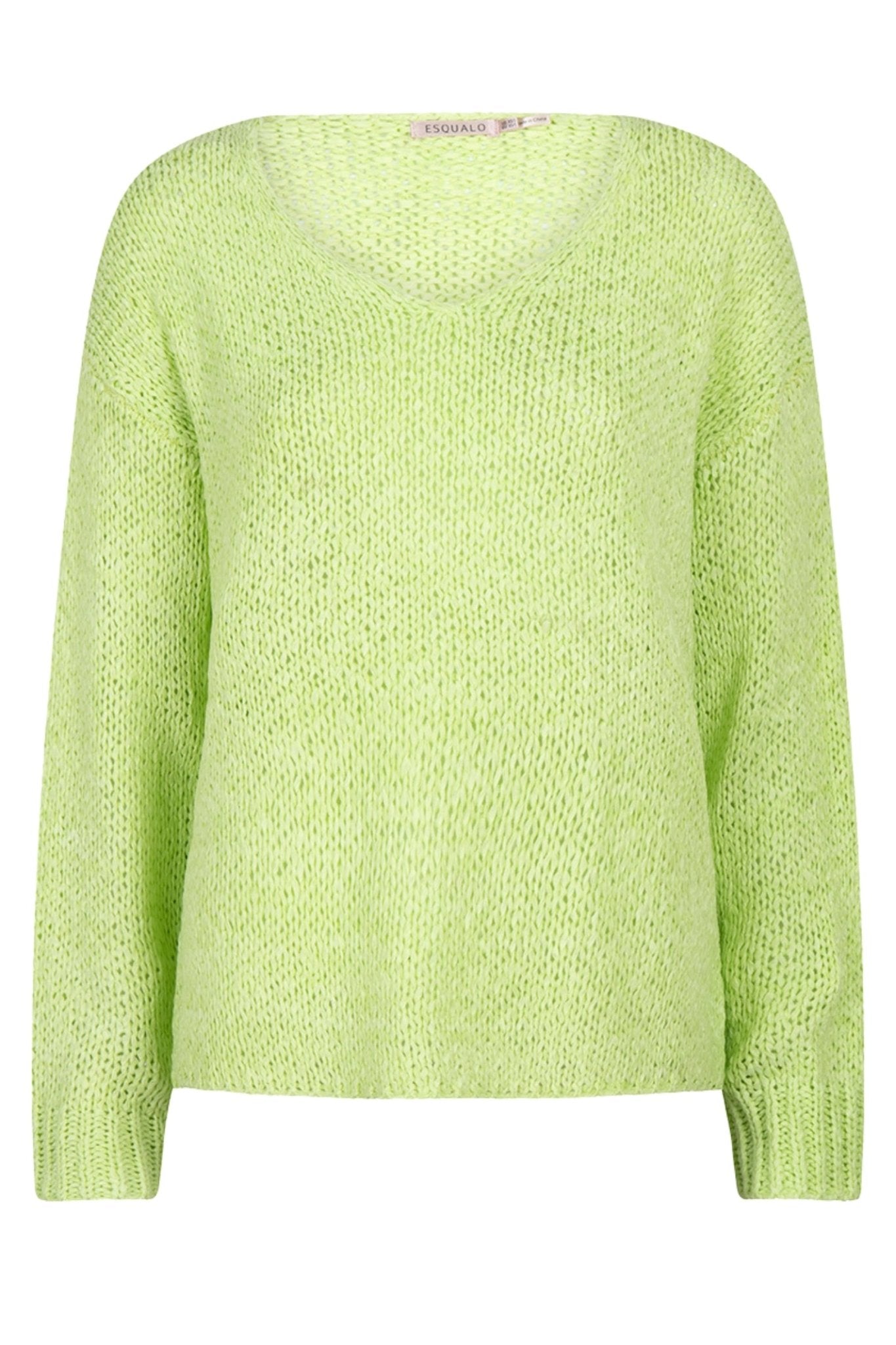 esqualo-02023-v-neck-tape-yarn-sweater-in-apple-green-Dotique-