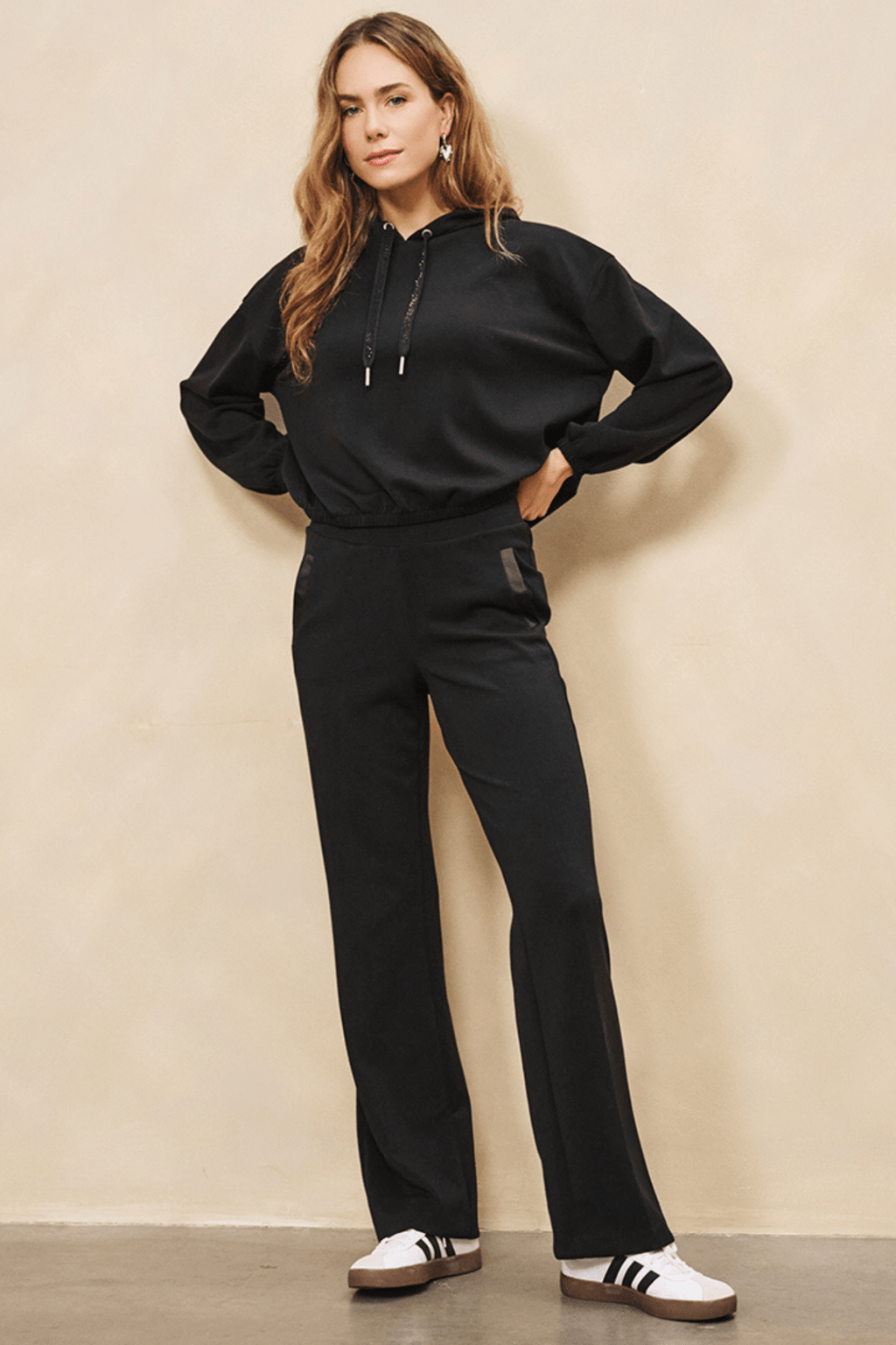 EsQualo 05506 Black Trousers Wide Modal - Dotique - EsQualo