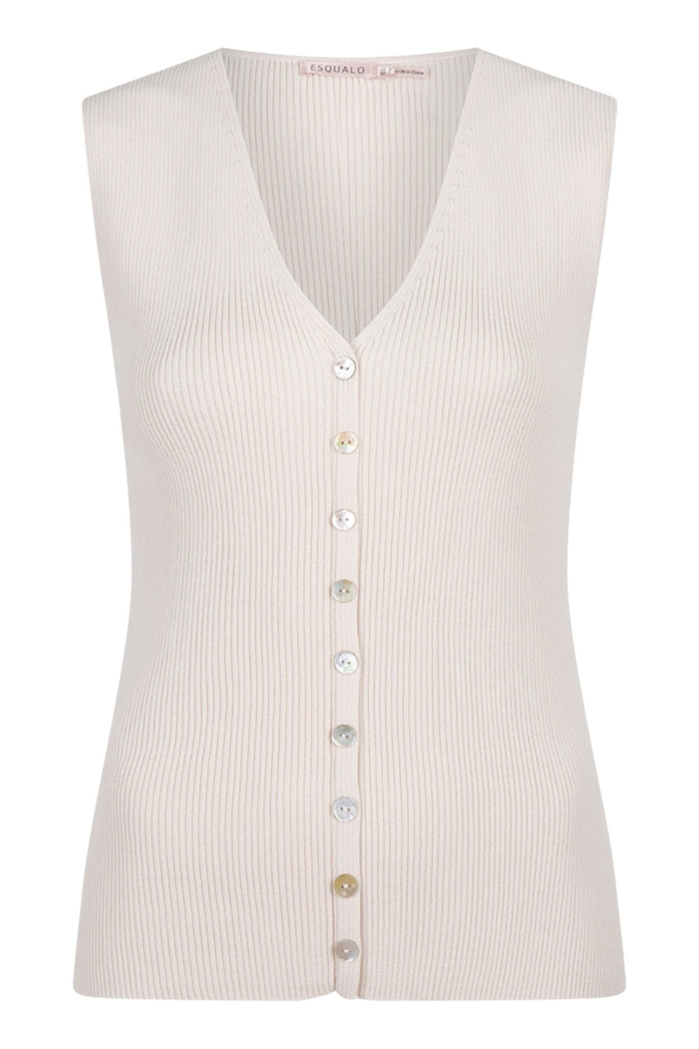 dotique-esqualo-07014-v-neck-button-sleeveless-top-sand-1