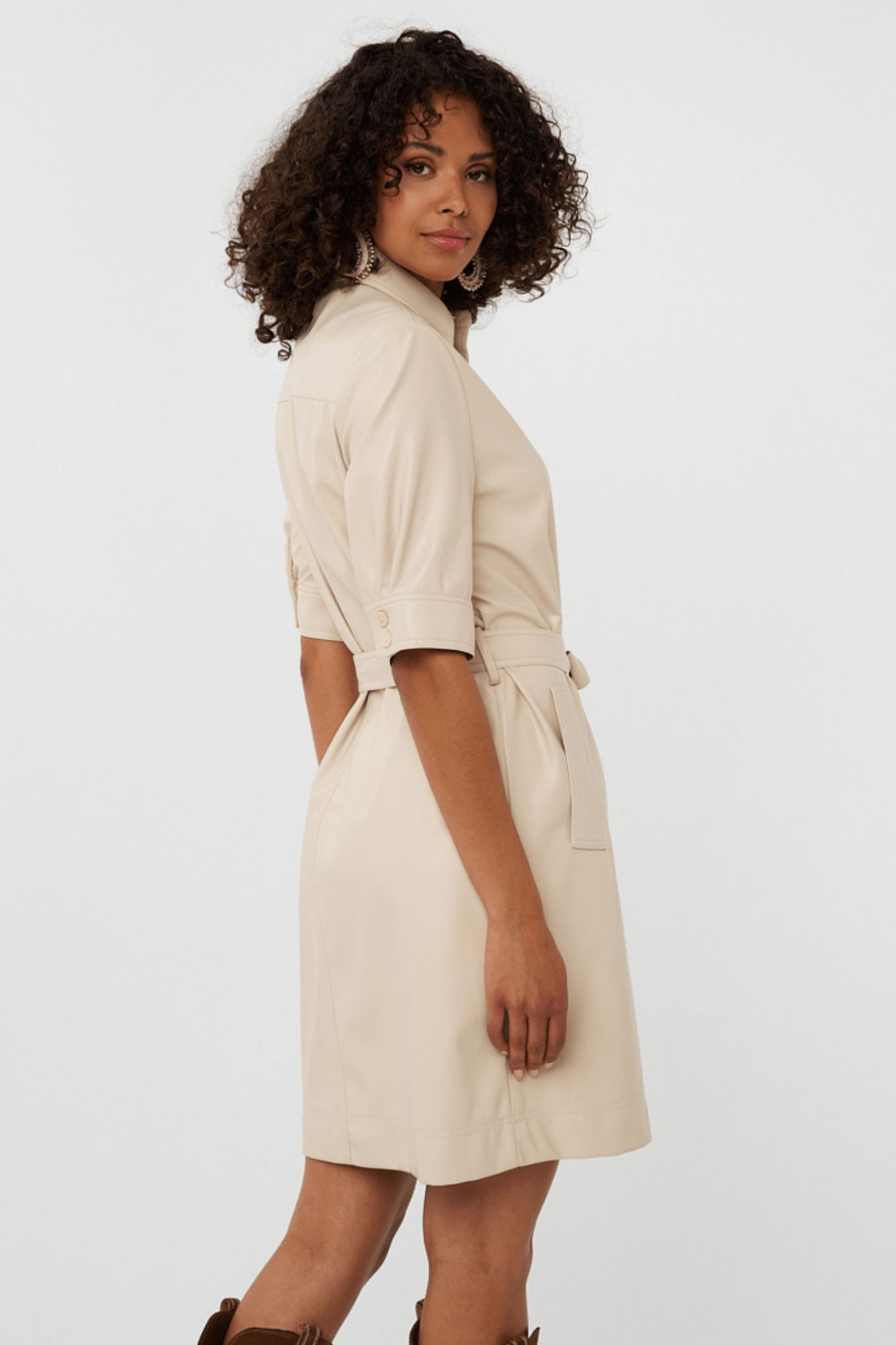 EsQualo 11508 Light Sand Dress Super Soft Vegan Leather - Dotique - EsQualo